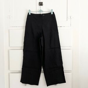 Vince Linen Blend Wide Leg Pants in Black Size 0